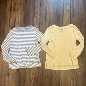 Cat & Jack Gray Striped and tan Long Sleeve Tees